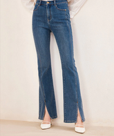 a pair of split hem jeans